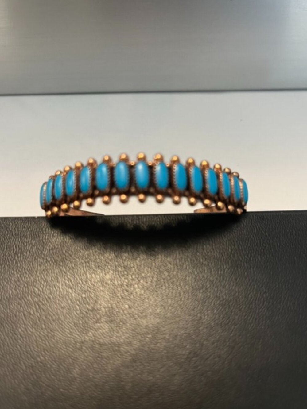 Southwestern-style cuff copper bracelet.